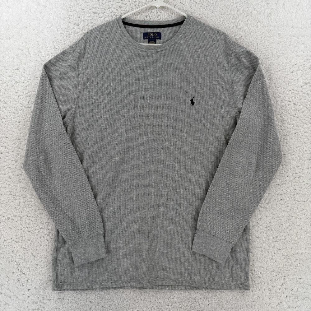 Polo Ralph Lauren Shirt Mens XL Gray Waffle Knit Pony Logo Long Sleeve Pajama